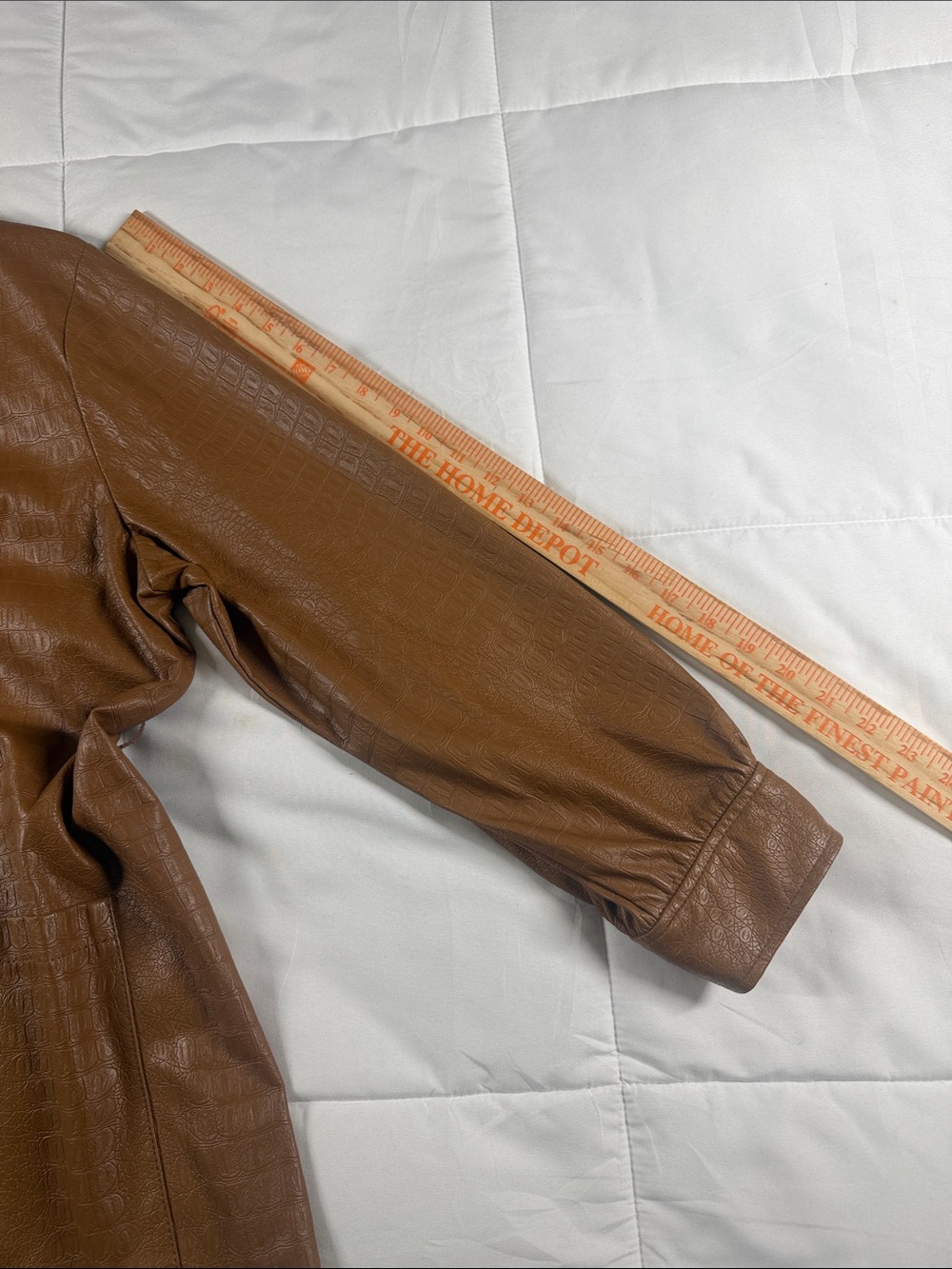 Marc Anthony Croc-Embossed Cognac Faux-Leather Belted Trench Jacket XL - Picture 8 of 11